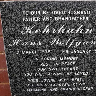 KEHRHAHN Hans Wolfgang 1935-1997