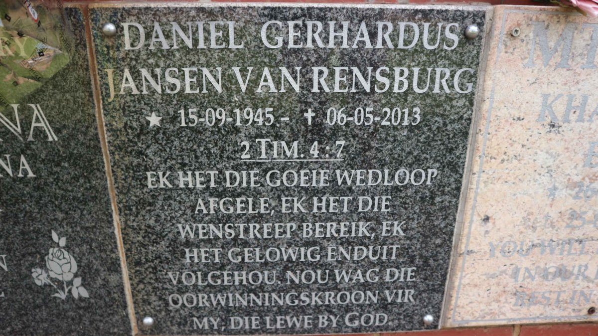 RENSBURG Daniel Gerhardus, Jansen van 1945-2013