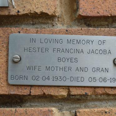 BOYES Hester Francina Jacoba 1930-1987