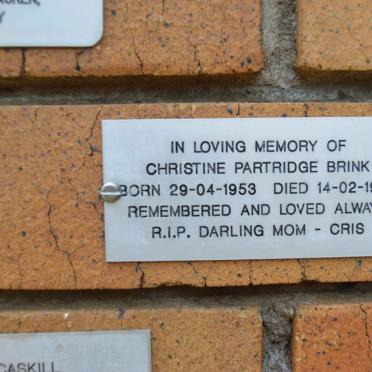 BRINK Christine Partridge 1953-1997