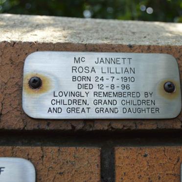 McJANNETT Rosa Lillian 1910-1996