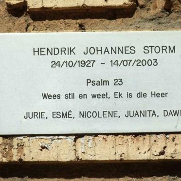 STORM Hendrik Johannes 1927-2003