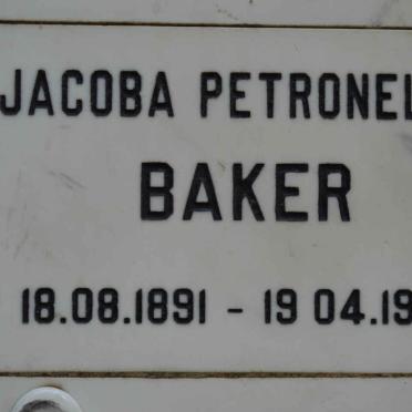 BAKER Jacoba Petronella 1891-1978