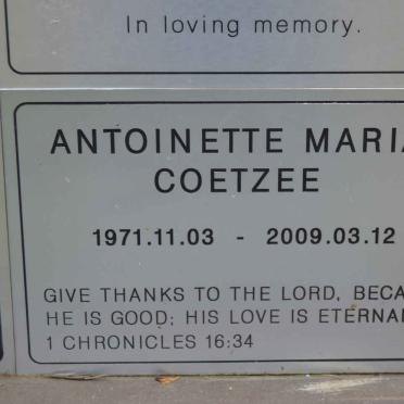 COETZEE Antoinette Maria 1971-2009