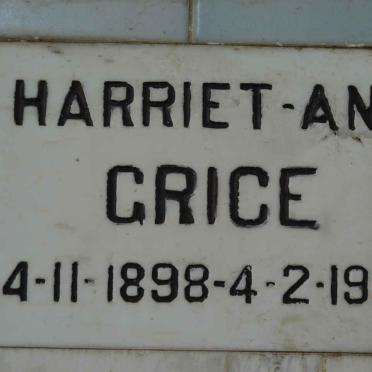 GRICE Harriet-Ann 1898-1990