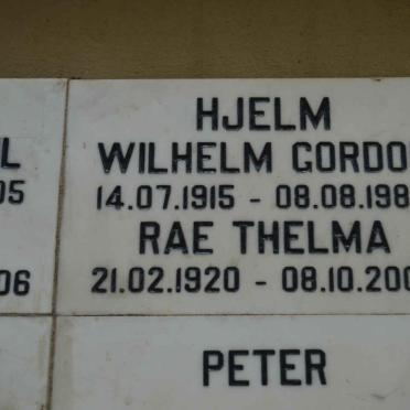 HJELM Wilhelm Gordon 1915-1984 &amp; Rae Thelma 1920-2006