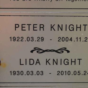 KNIGHT Peter 1922-2004 &amp; Lida 1930-2010