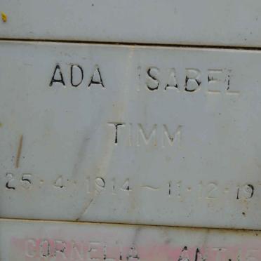TIMM Ada Isabel 1914-1978