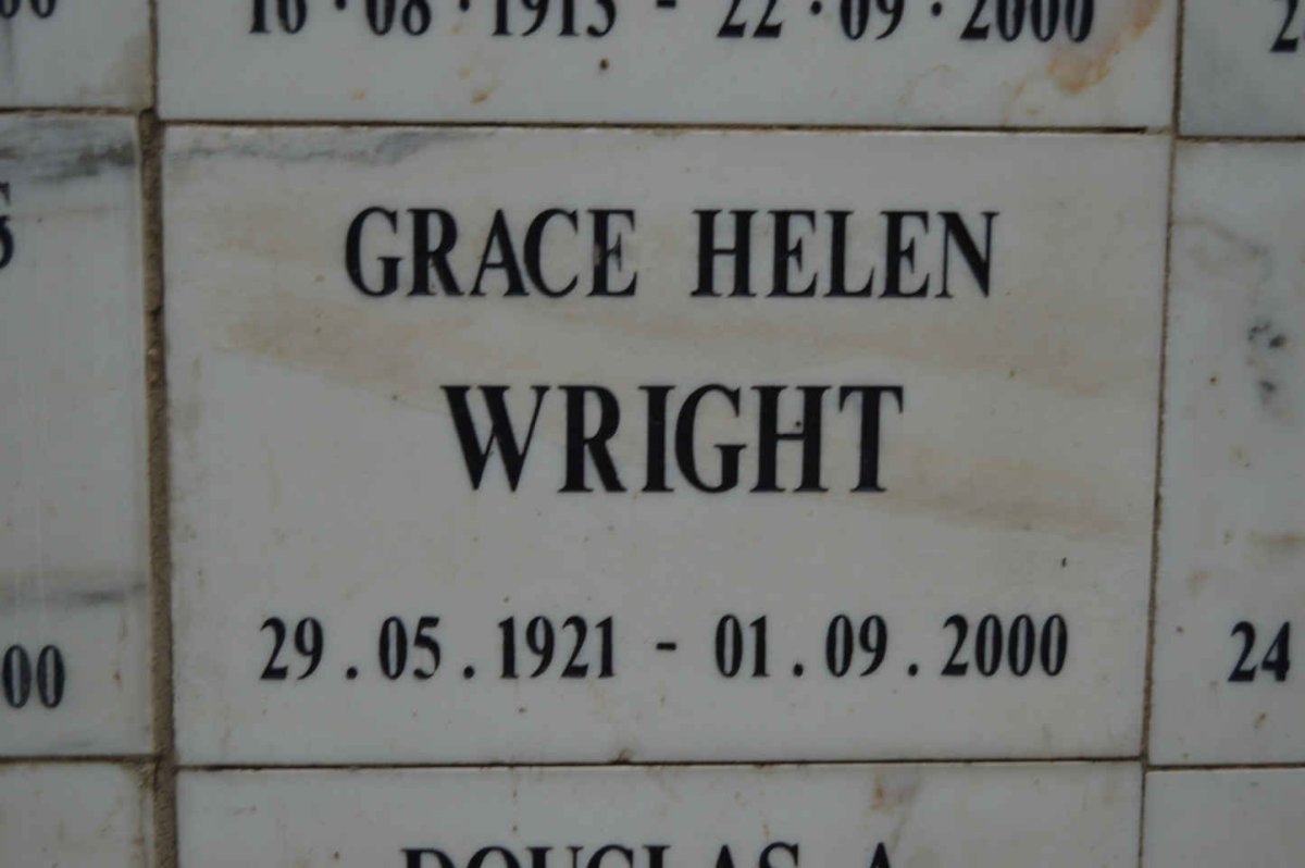 WRIGHT Grace Helen 1921-2000