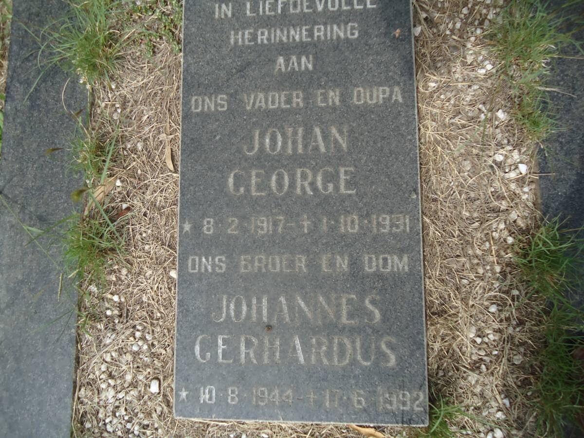 ? Johan George 1917-1991 :: ? Johannes Gerhardus 1944-1992
