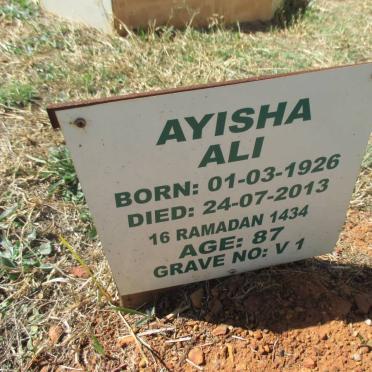 ALI Ayisha 1926-2013