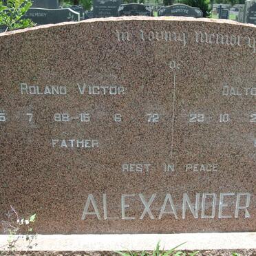 ALEXANDER Roland Victor 1888-1972 :: ALEXANDER Dalton Derrick 1924-1971