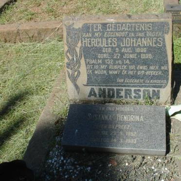ANDERSON Hercules Johannes 1886-1939 &amp; Susanna Hendrina DU PREEZ 1892-1983