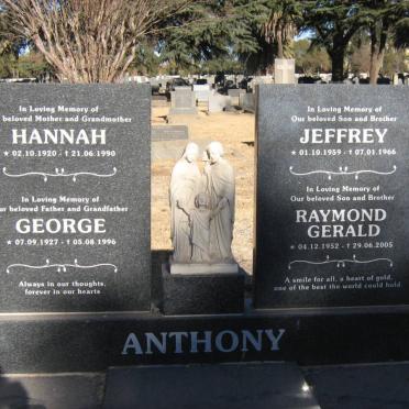 ANTHONY George 1927-1996 &amp; Hannah 1920-1990 :: ANTHONY Jeffrey 1959-1966 :: ANTHONY Raymond Gerald 1952-2005