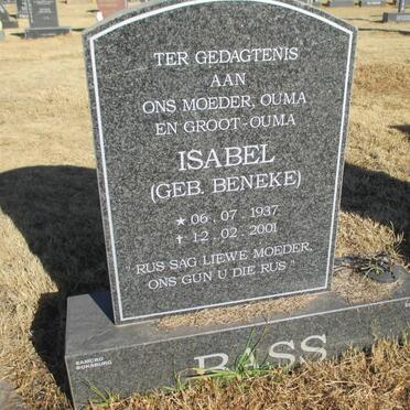 BASS Isabel nee BENEKE 1937-2001