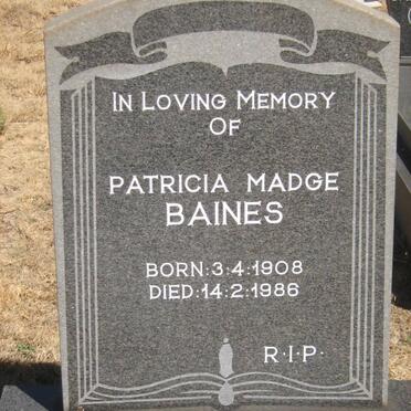 BAINES Patricia Madge 1908-1986