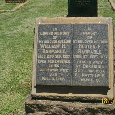 BARRABLE William H. -1937 &amp; Hester P. 1877-1967