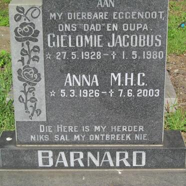 BARNARD Gielomie Jacobus 1928-1980 &amp; Anna M.H.C 1926-2003