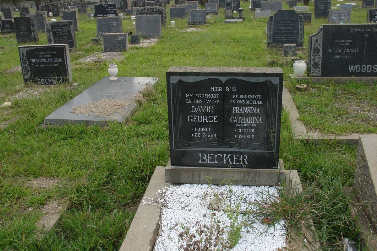 BECKER David George 1910-1964 &amp; Fransina Catharina SCHNETLER 1920-2012