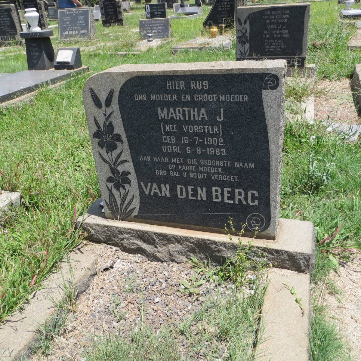 BERG Martha J., van den nee VORSTER 1902-1963