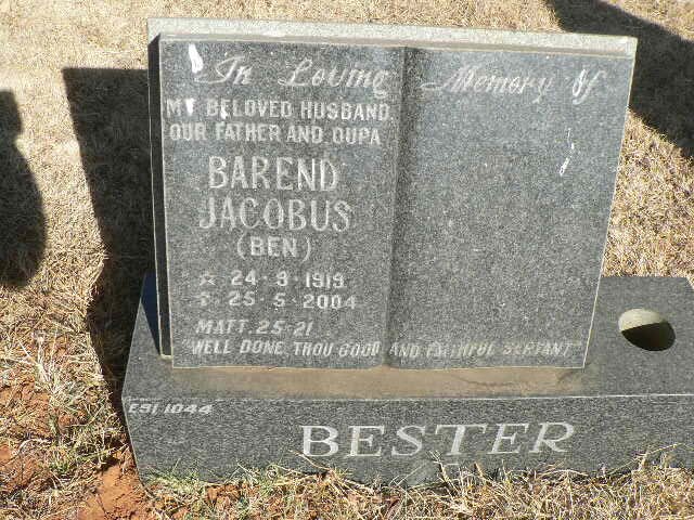 BESTER Barend Jacobus 1919-2004