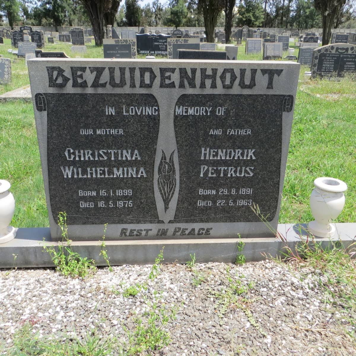 BEZUIDENHOUT Hendrik Petrus 1891-1963 &amp; Christina Wilhelmina 1899-1975