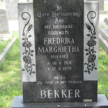 BEKKER Fredrika Margrietha 1931-1978