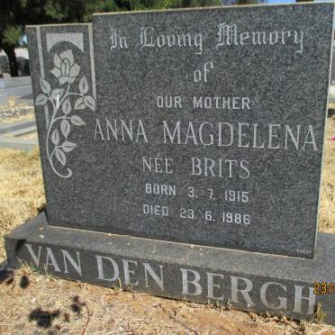 BERGH Anna Magdalena, van den nee BRITS 1915-1986