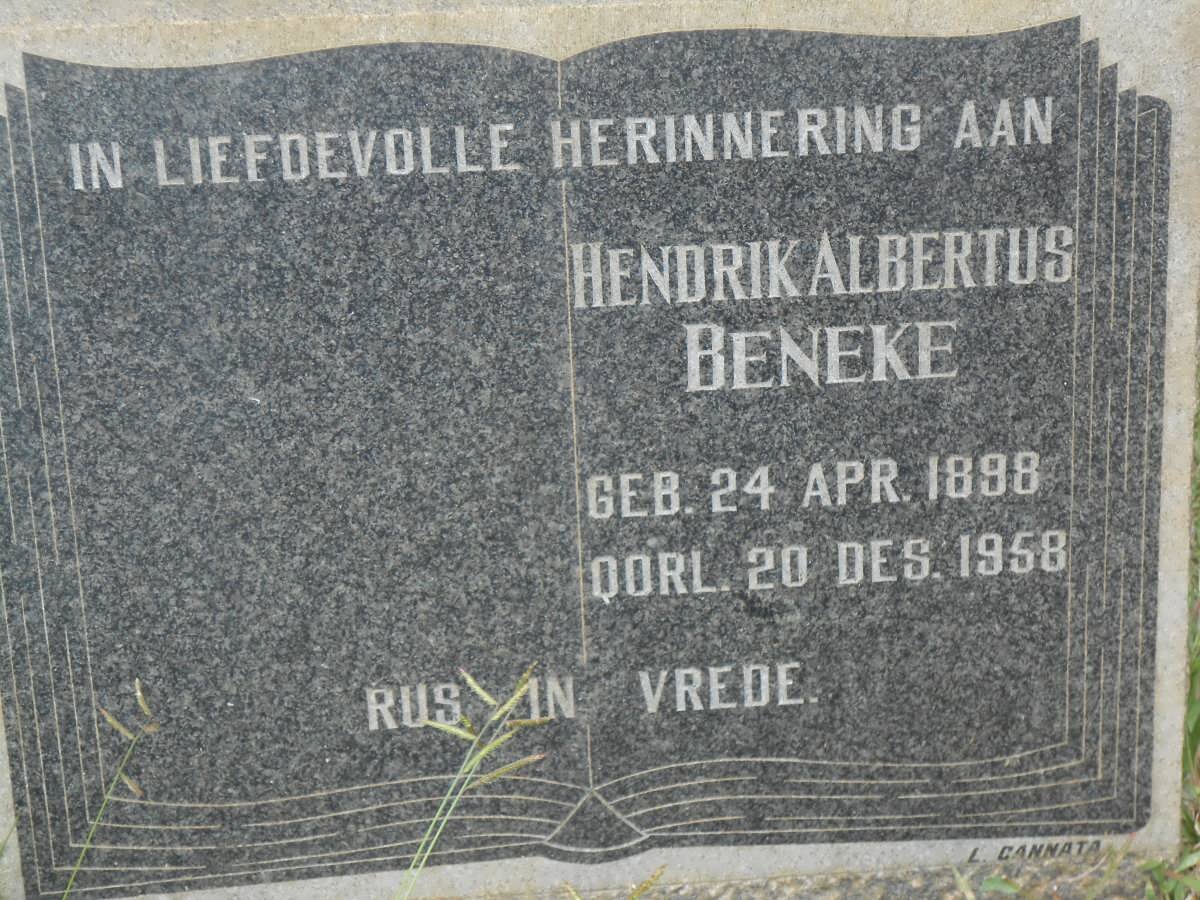 BENEKE Hendrik Albertus 1898-1958