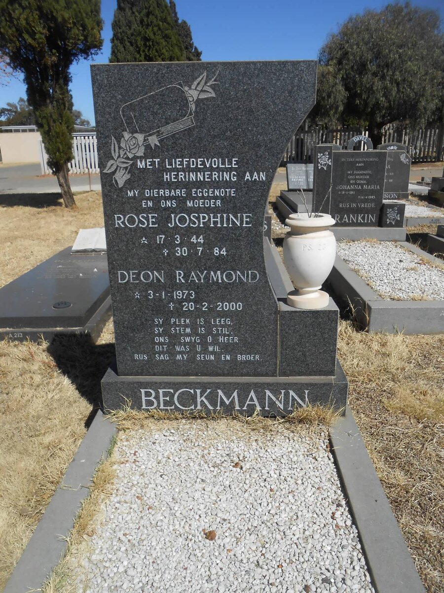 BECKMANN Rose Josphine 1944-1984 :: BECKMANN Deon Raymond 1973-2000