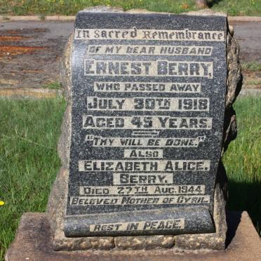 BERRY Ernest -1918 &amp; Elizabeth Alice -1944