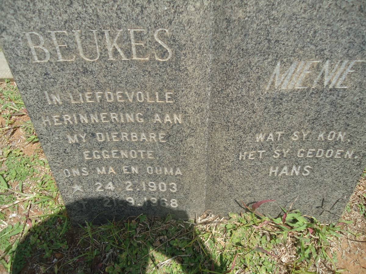 BEUKES Mienie 1903-1968