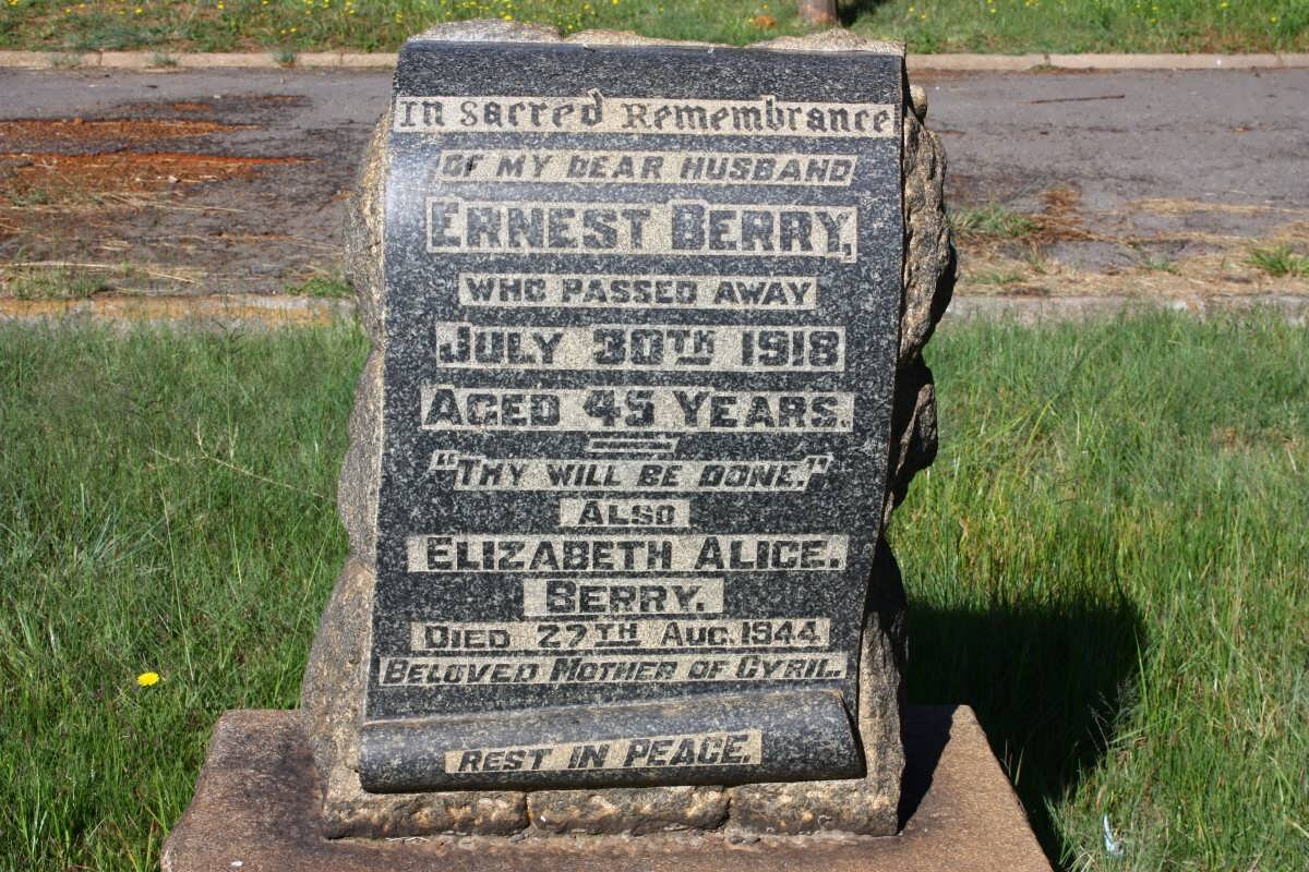 BERRY Ernest -1918 &amp; Elizabeth Alice -1944