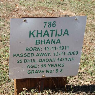 BHANA Khatija 1911-2009