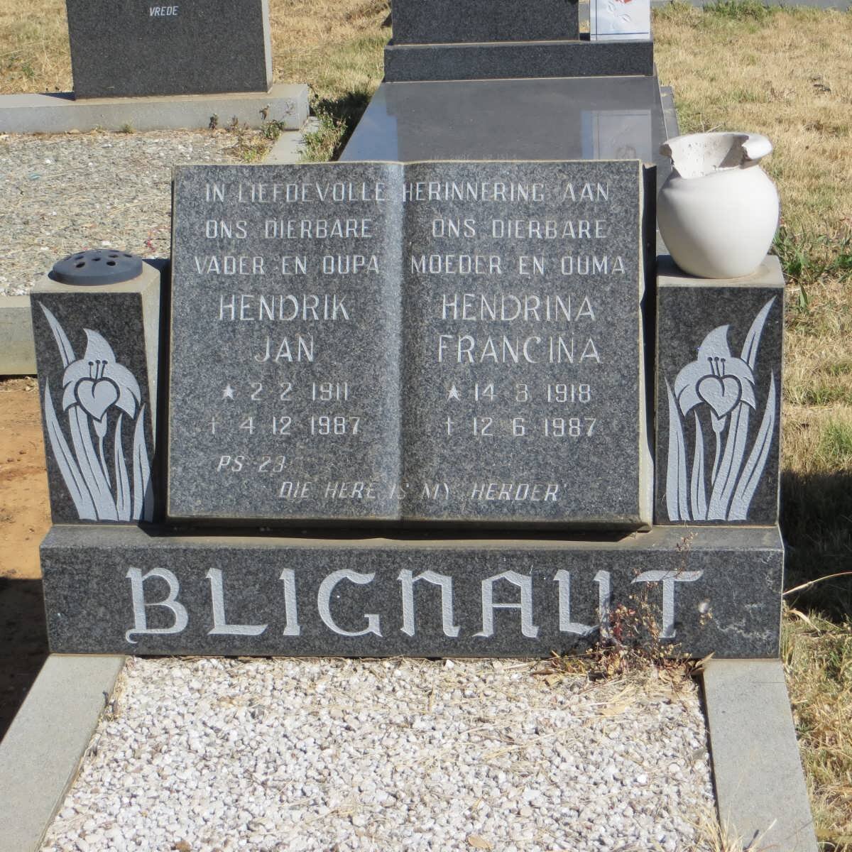 BLIGNAUT Hendrik Jan 1911-1987 &amp; Hendrina Francina 1918-1987