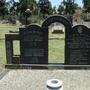 BLOM William Morris 1915-1974 &amp; Louisa Fredrika 1921-1999 :: DE WAAL Marjorie Eleanor nee BLOM 1941-1992