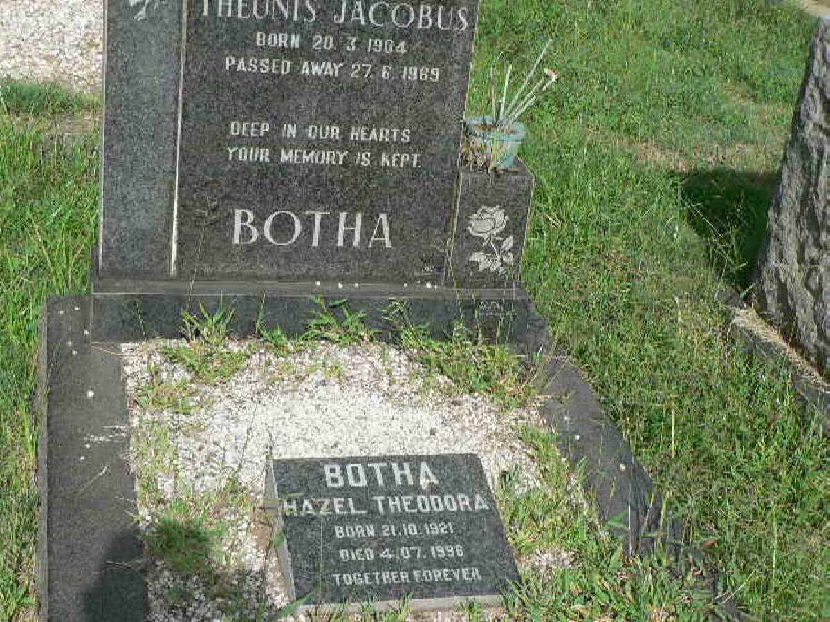 BOTHA Theunis Jacobus 1904-1969 &amp; Hazel Theodora 1921-1996