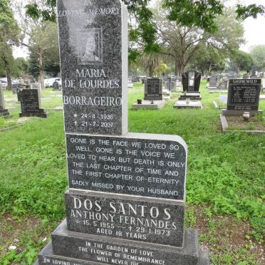 BORRAGEIRO Maria De Lourdes 1936-2007 :: DOS SANTOS Anthony Fernandes 1955-1973