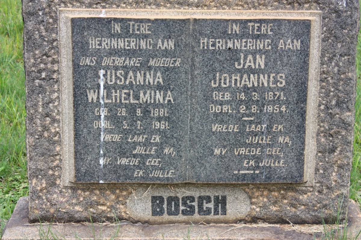 BOSCH Jan Johannes 1871-1954 &amp; Susanna Wilhelmina 1881-1961