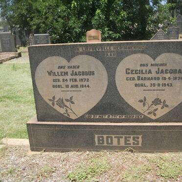 BOTES Willem Jacobus 1872-1944 &amp; Cecilia Jacoba BARNARD 1874-1943