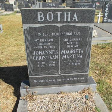BOTHA Johannes Christiaan 1904-1986 &amp; Magrieta Martina 1915-1998