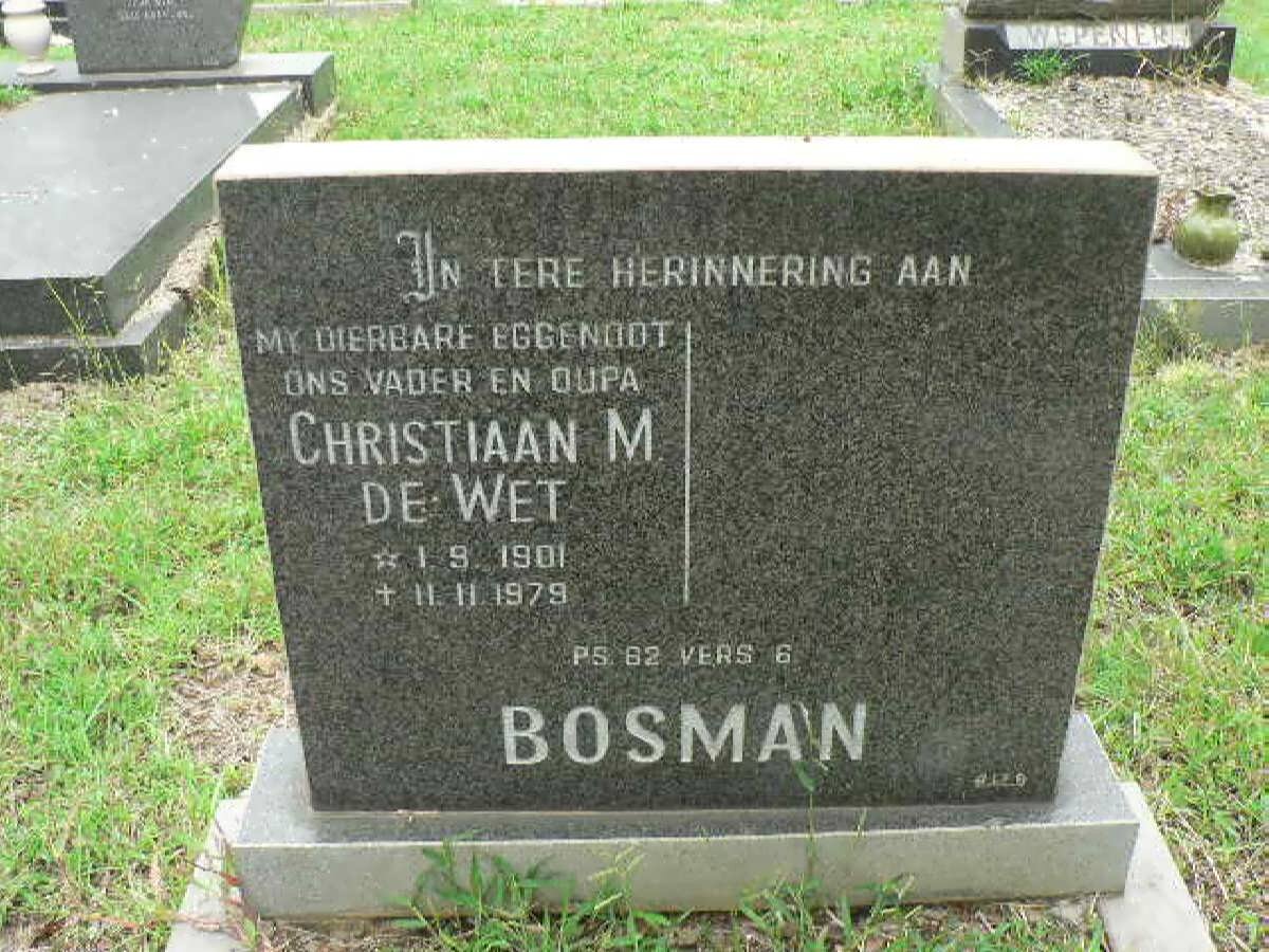 BOSMAN Christiaan M. De Wet 1901-1979