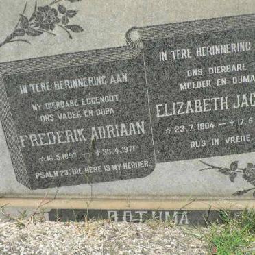 BOTHMA Frederik Adriaan 1897-1971 &amp; Elizabeth Jacoba 1904-1977
