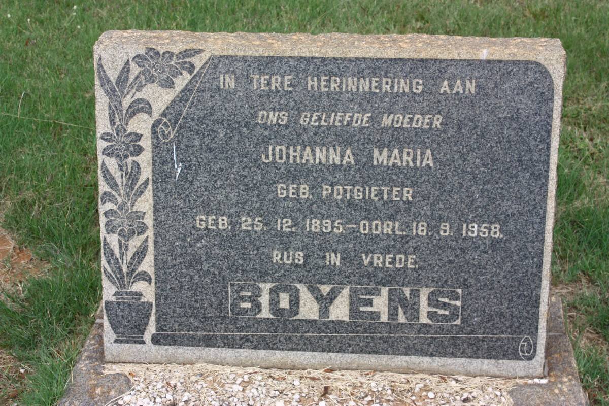 BOYENS Johanna Maria nee POTGIETER 1895-1958