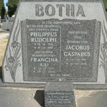 BOTHA Philippus Rudolph 1936-1985 &amp; Francina 1927-2000 :: Jacobus Casparus 1961-1999