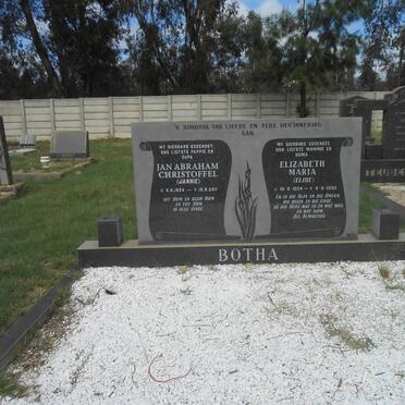 BOTHA Jan Abraham Christoffel 1924-2001 &amp; Elizabeth Maria 1924-1992
