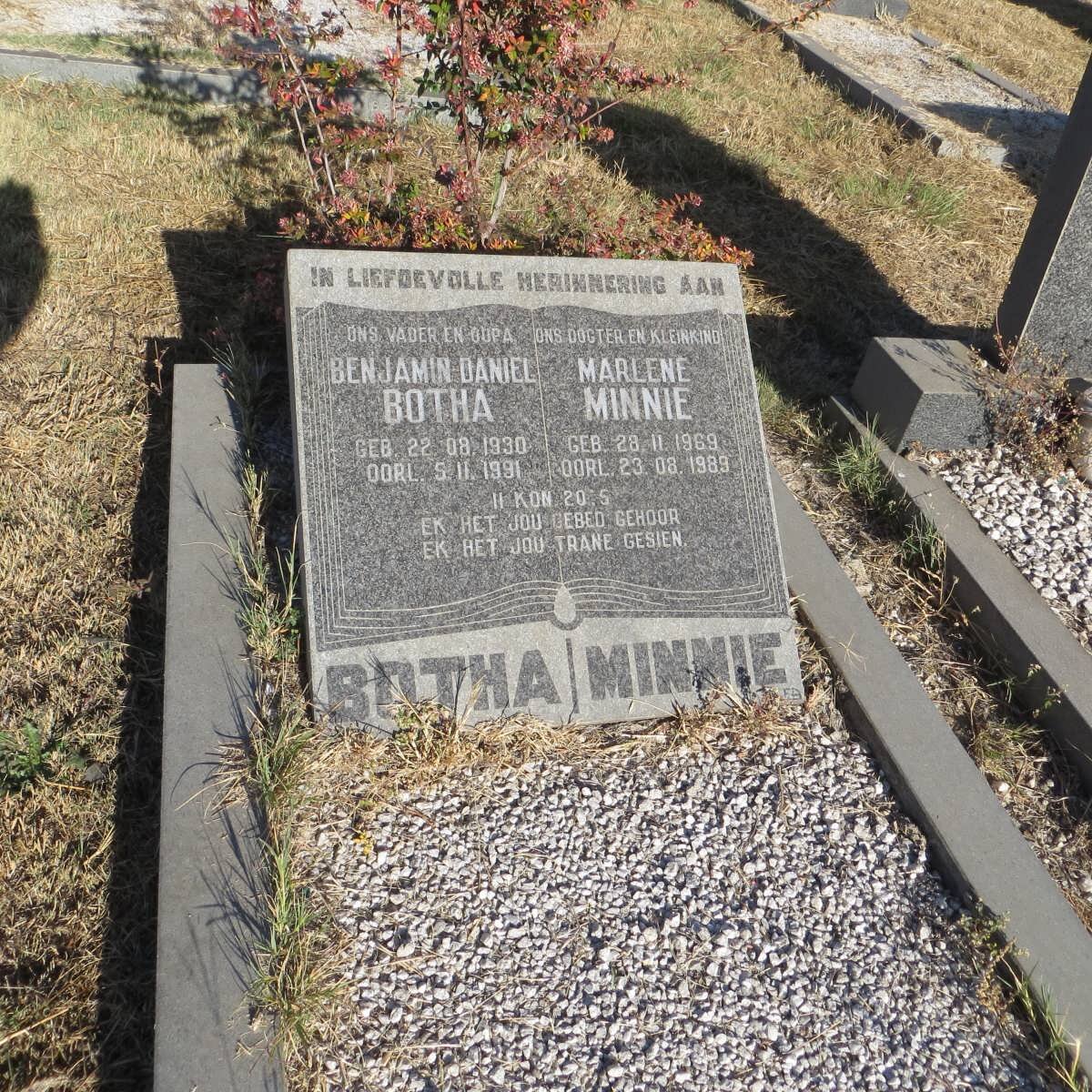 BOTHA Benjamin Daniel 1930-1991 :: MINNIE Marlene 1969-1989