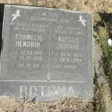 BOTHMA Cornelis Hendrik 1910-1992 &amp; Breggie Sophia 1920-1994