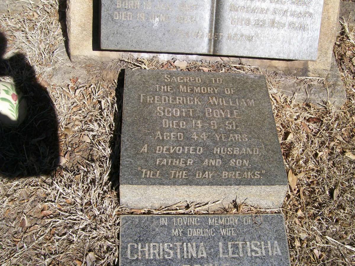 BOYLE Frederick William Scott -1951 &amp; Christina Letisha 1913-1972