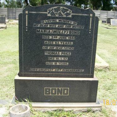 BOND Thomas Price -1957 &amp; Maria -1941